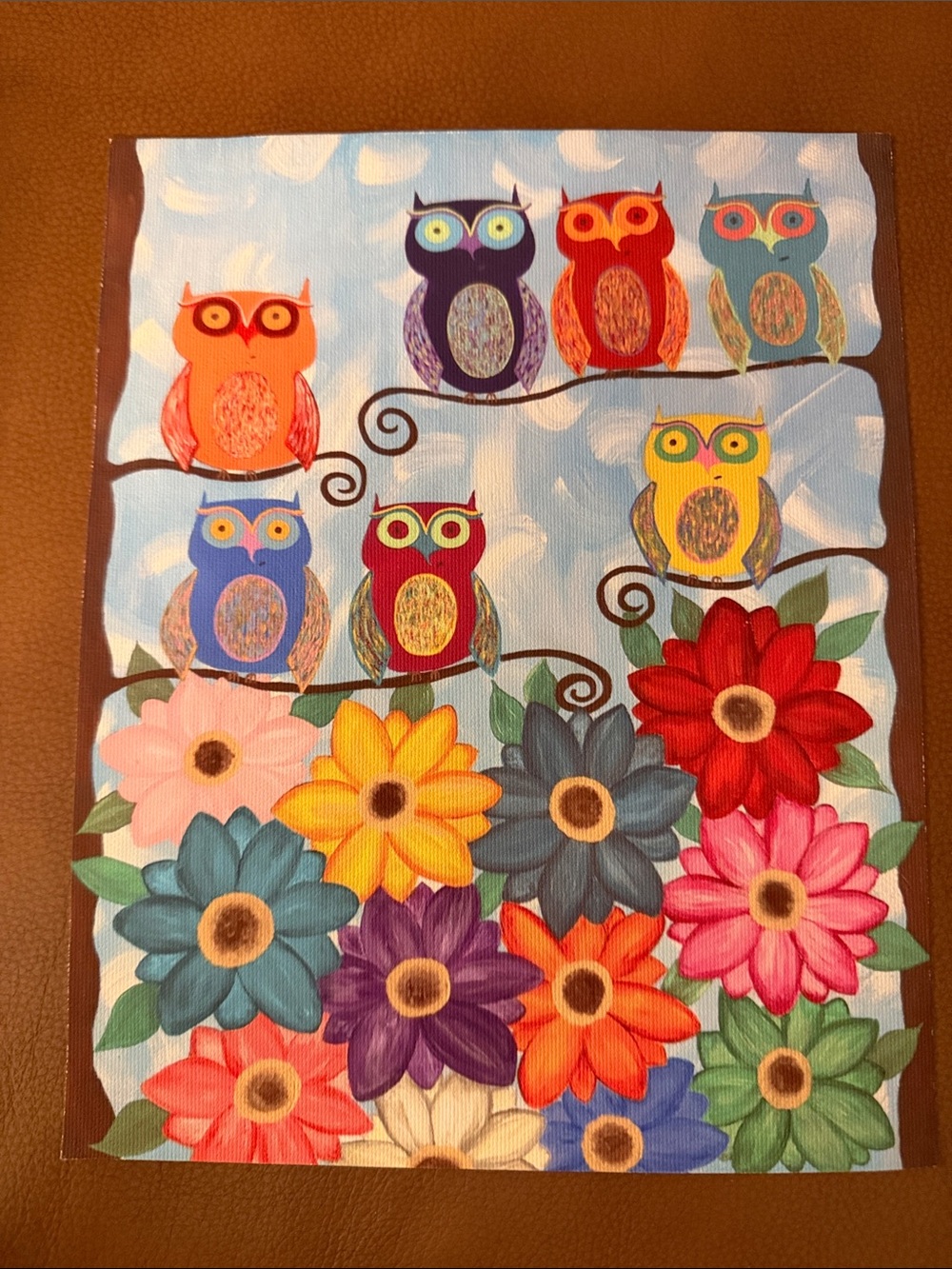 Whimsical Family Time Kerri Ambrosino Owls Canvas Print